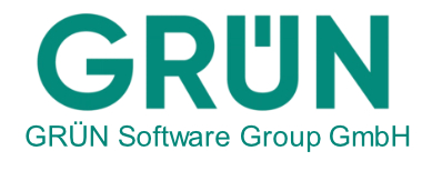 GRÜN Software Group GmbH logo – German provider of business standard software (website: gruen.net) involved in multiple M&A transactions as buyer of ARV Mitgliederservice, bookhit, IVARIS, GQM, med info and raw, with ABACUS Corporate Finance advising on these corporate succession and growth solutions.
