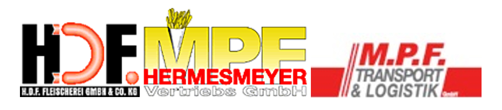 HDF Fleischerei, MPE Hermesmeyer Vertriebs GmbH and M.P.F. Transport & Logistik GmbH logo – producer and wholesaler of snacks and catering supplies sold to Food & Service Beteiligungsgesellschaft mbH in an M&A transaction advised by ABACUS Corporate Finance.